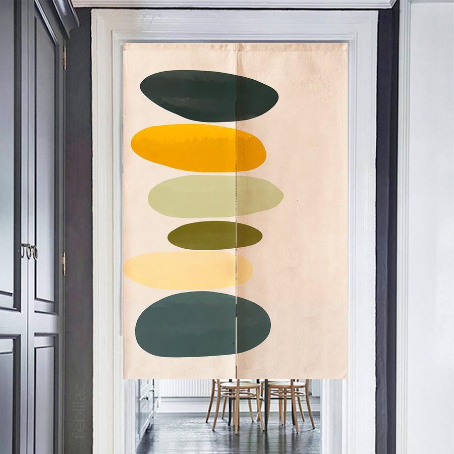 Feblilac Colored Stone Yellow Green Door Curtain - view 2