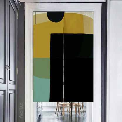 Feblilac Green Black Yellow Modern Abstract Door Curtain