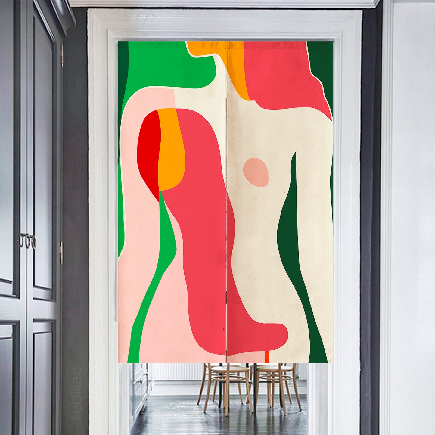 Feblilac Modern Abstract Woman Door Curtain