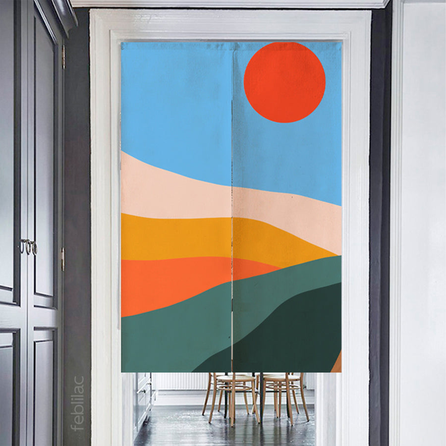 Feblilac Colorful Mountains Sunrise Door Curtain - view 2