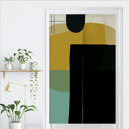 Feblilac Green Black Yellow Modern Abstract Door Curtain