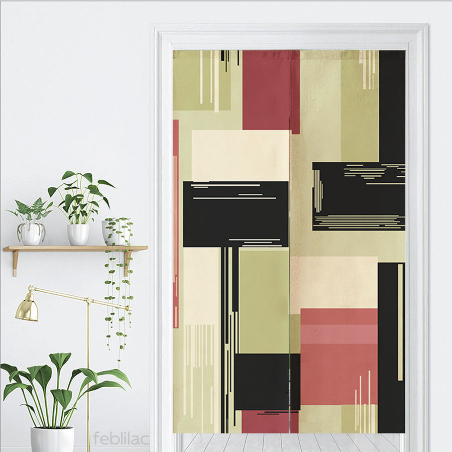 Feblilac Colorful Abstract Blocks Door Curtain - view 3