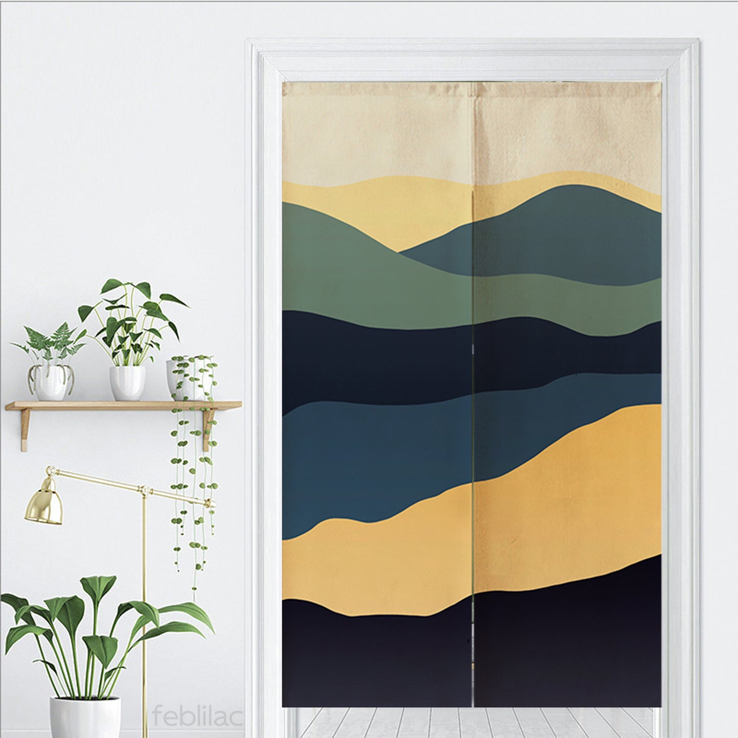 Feblilac Navy Blue Mountains Door Curtain