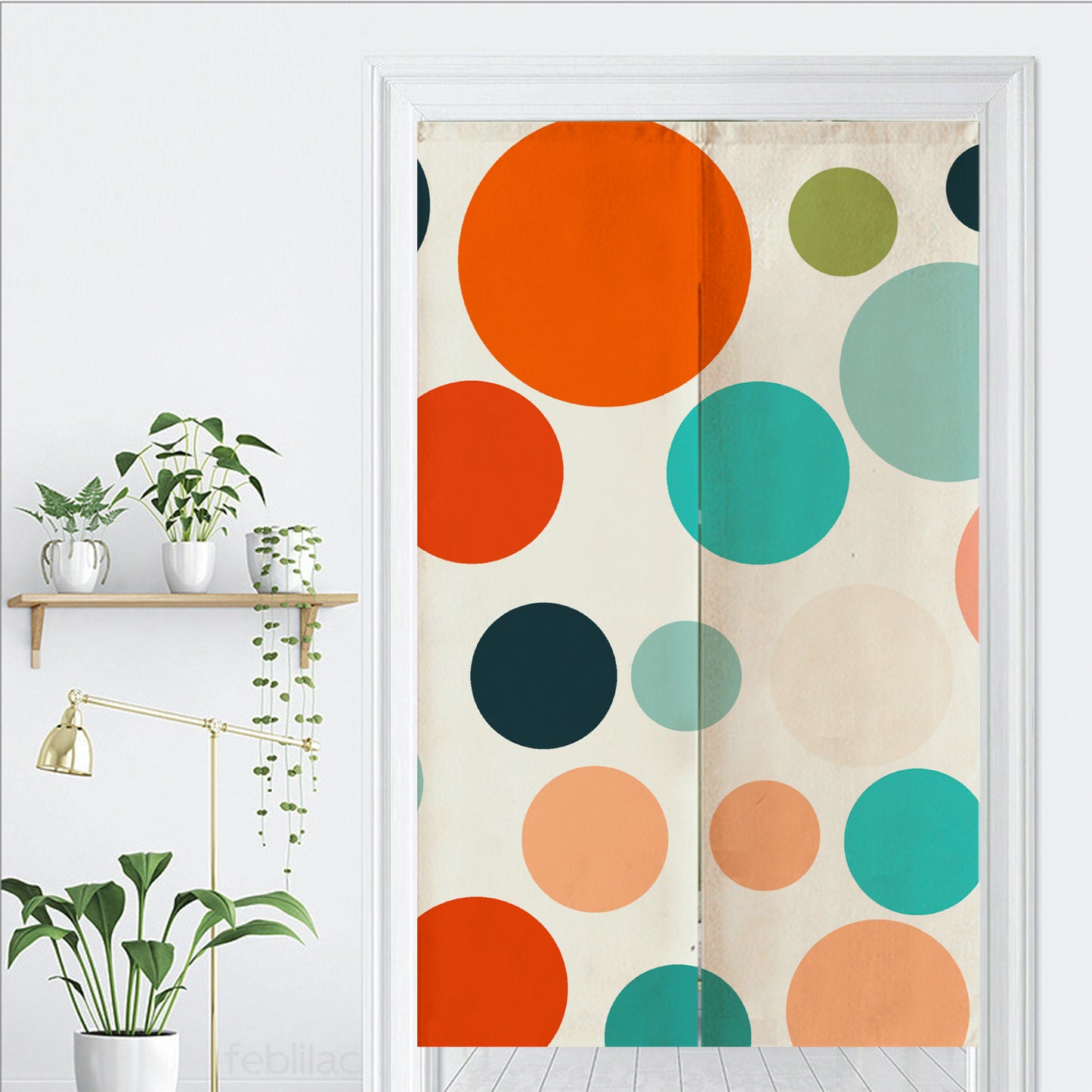 Feblilac Colorful Polka Dots Door Curtain