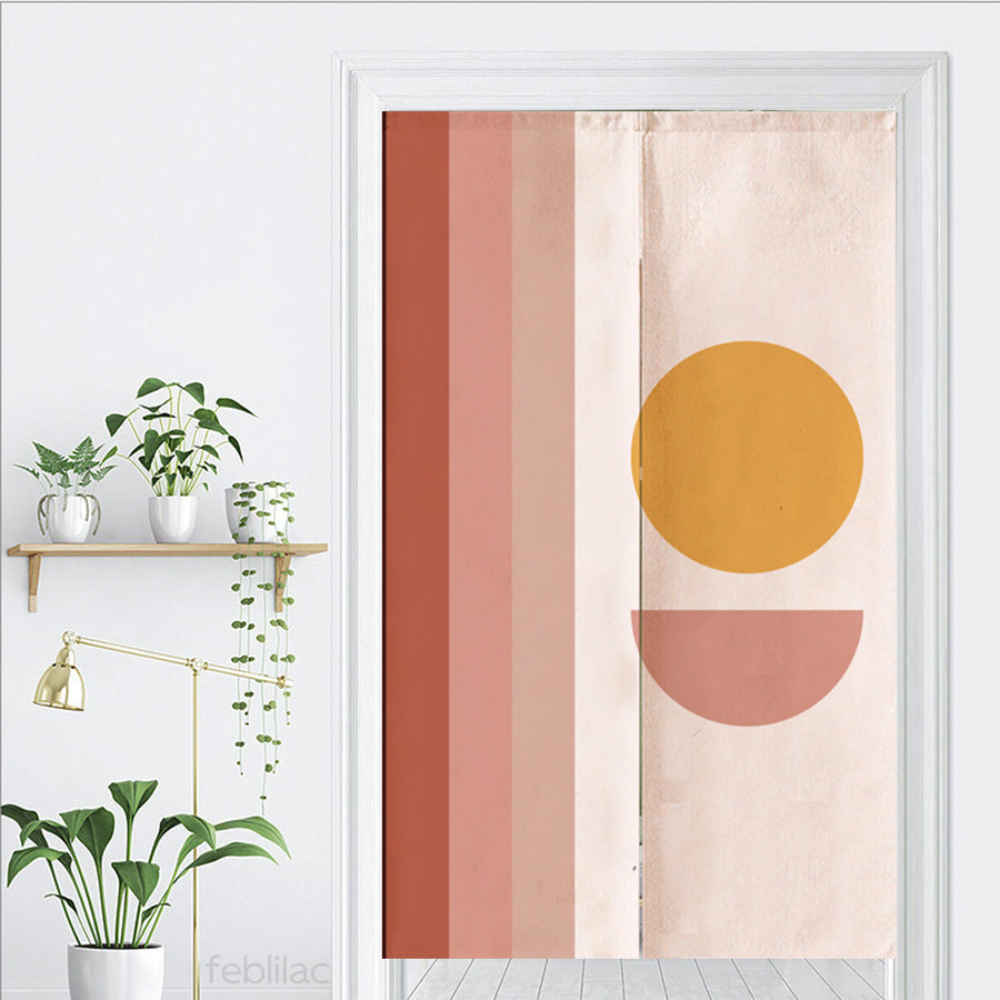 Feblilac Pink Sun Stripes Door Curtain - view 2