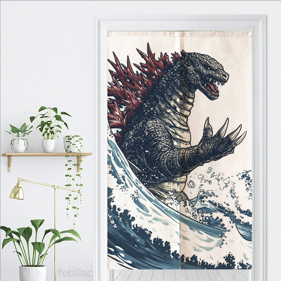 Feblilac Japanese Wave Monster Door Curtain - view 3