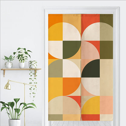 Feblilac Red Green Orange Circles Door Curtain