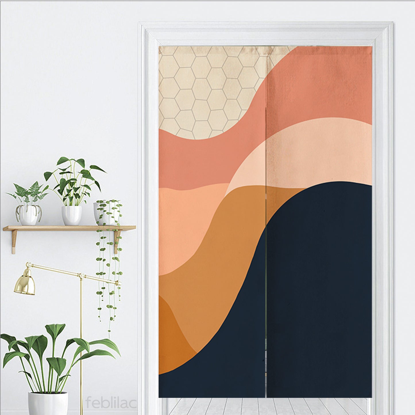 Feblilac Six-Color Wave Mountain Door Curtain