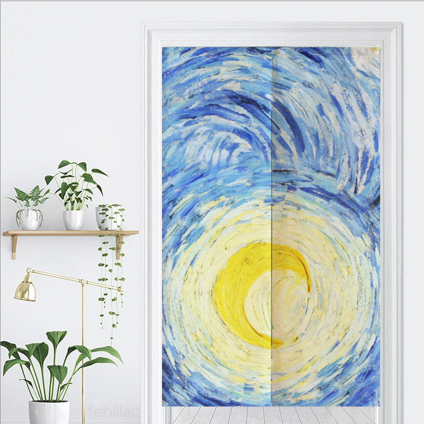 Feblilac Van Gogh Irregular Starry Sky Door Curtain