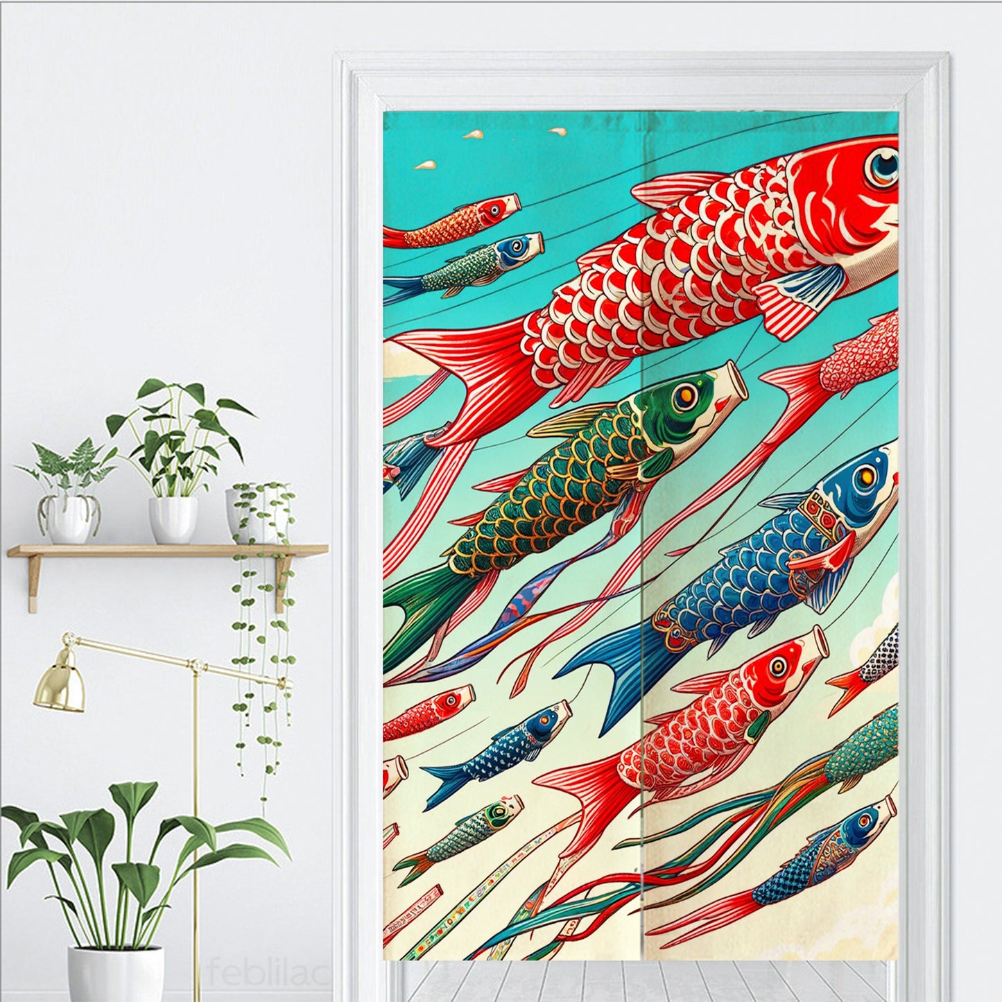 Feblilac Flying Koi Complex Version Door Curtain