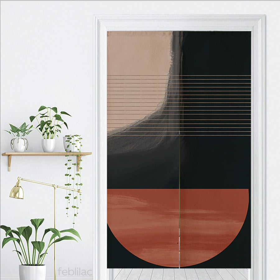 Feblilac Red and Black Modern Abstract Door Curtain - view 3