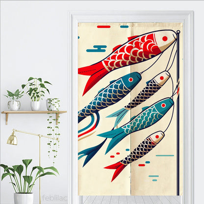 Feblilac Flying Koi Simple Version Door Curtain