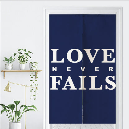 Feblilac Blue Background Love Never Falls Door Curtain