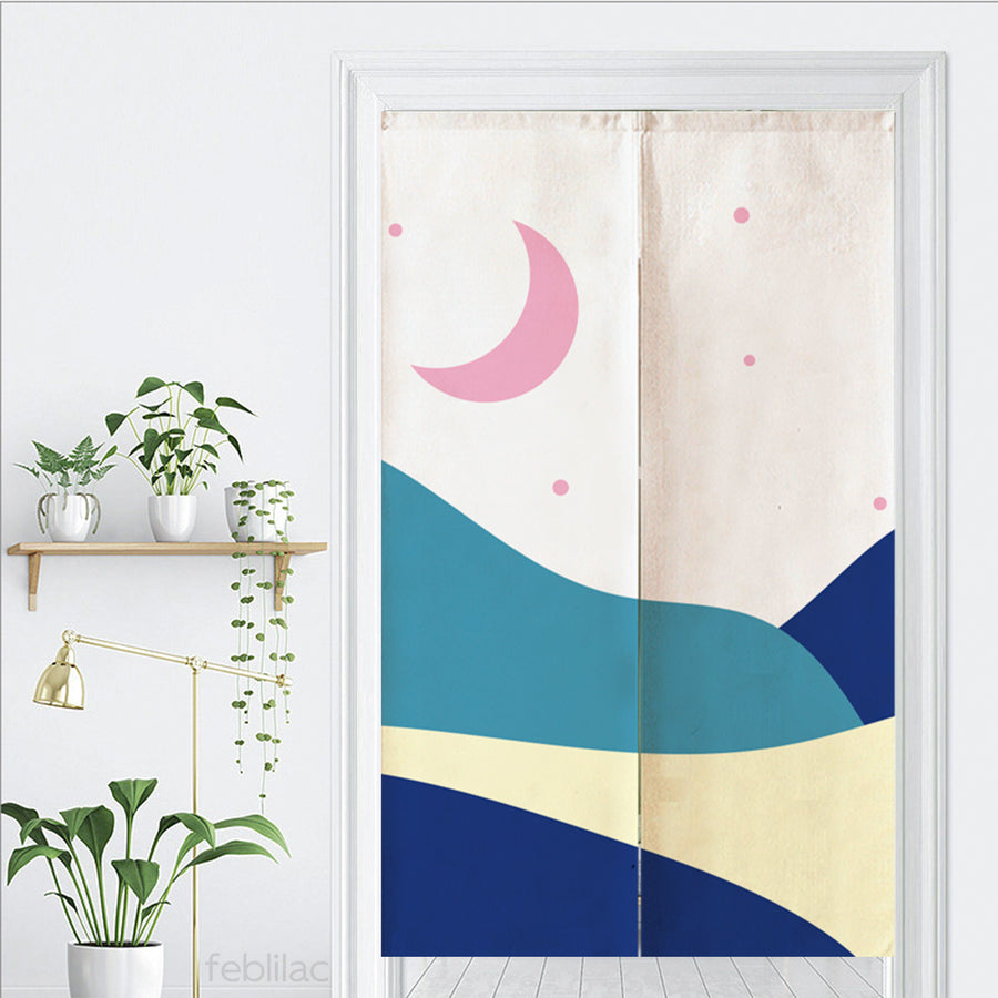 Feblilac Blue Pink Night Starry Sky Door Curtain - view 3