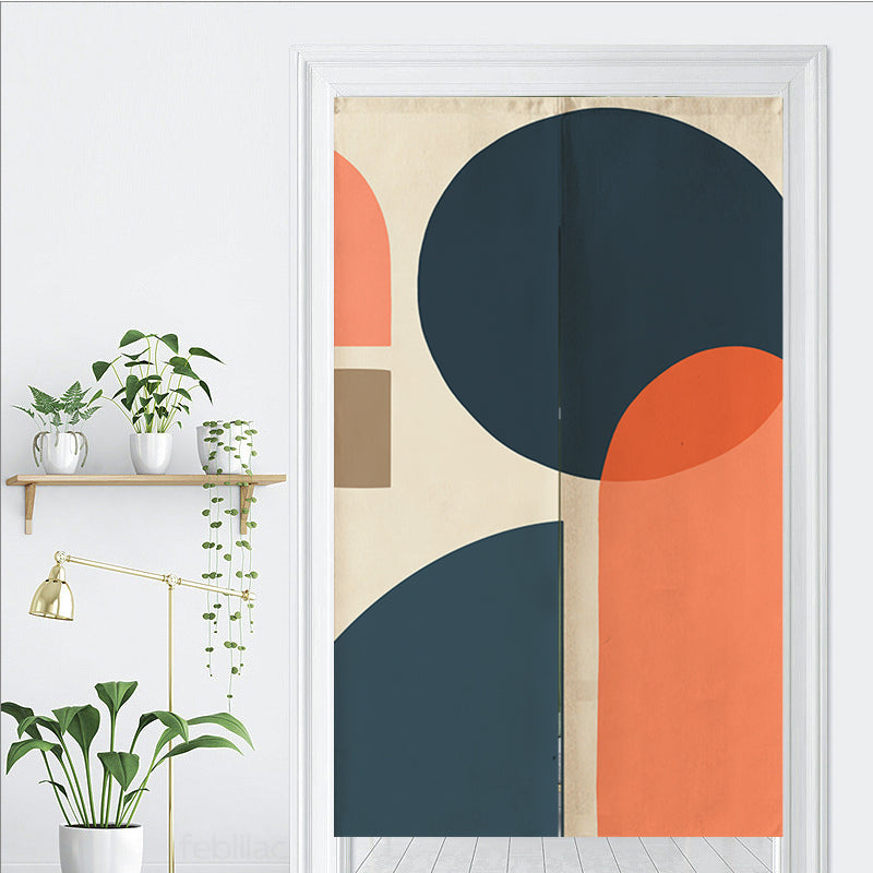 Feblilac Circular Semicircle Abstract Color Block Door Curtain - view 3