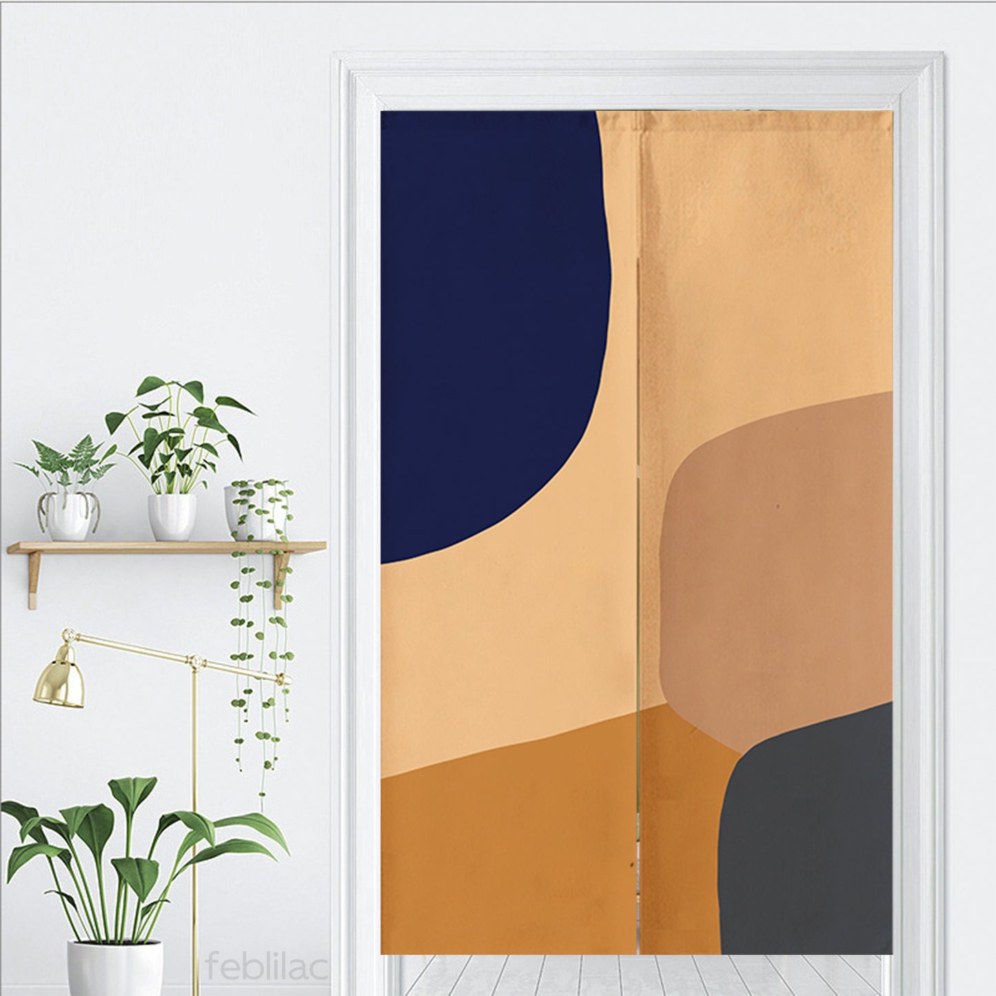 Feblilac Four Color Blocks Modern Abstract Door Curtain