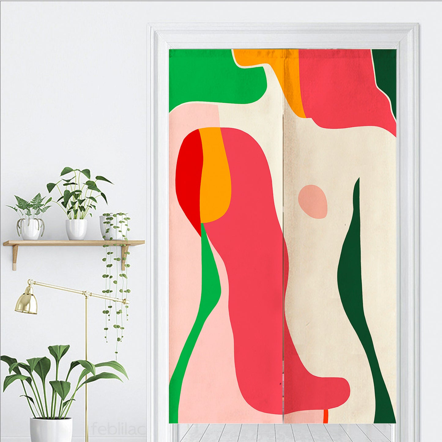 Feblilac Modern Abstract Woman Door Curtain