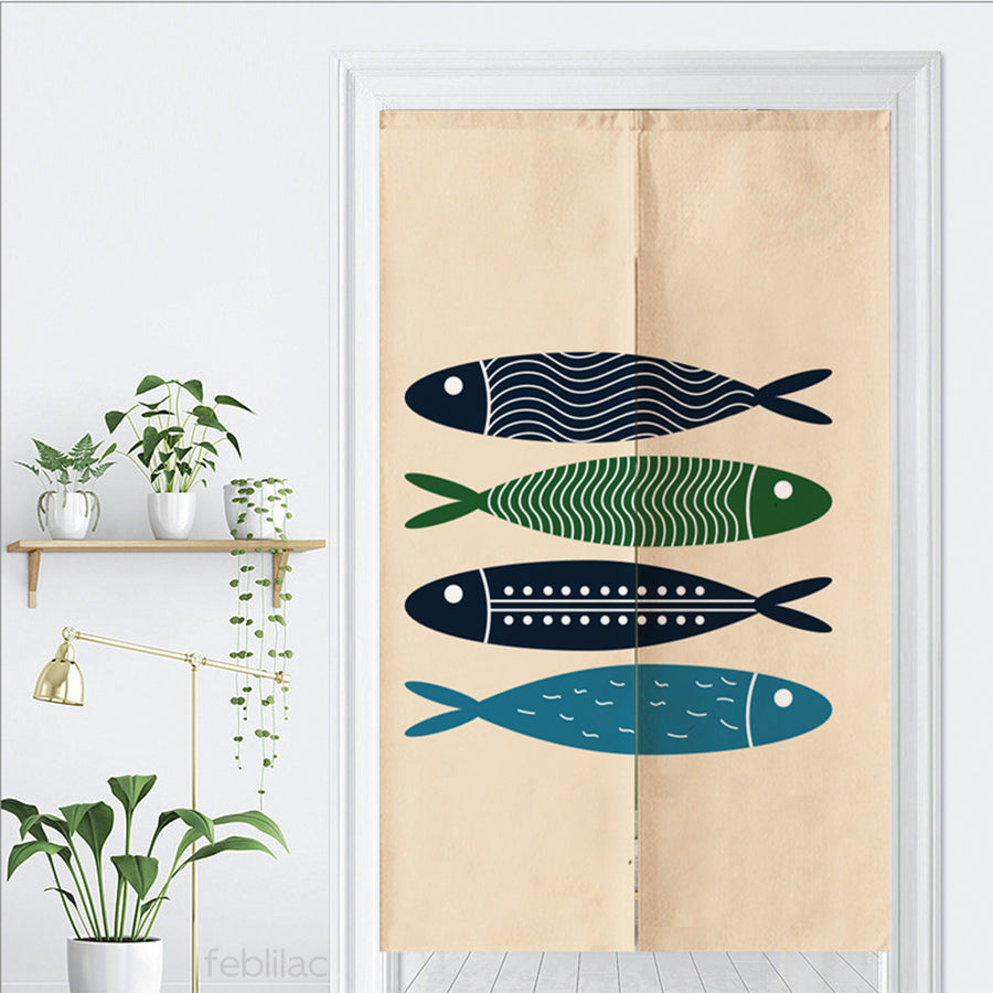 Feblilac Blue Simple Fish Door Curtain - view 3