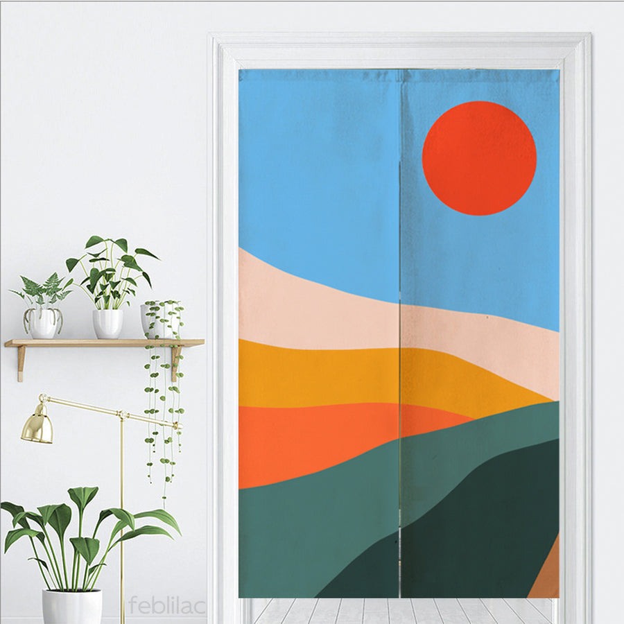 Feblilac Colorful Mountains Sunrise Door Curtain - view 3