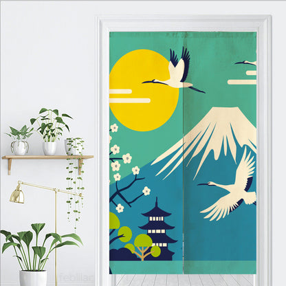 Feblilac Mount Fuji Crane Door Curtain