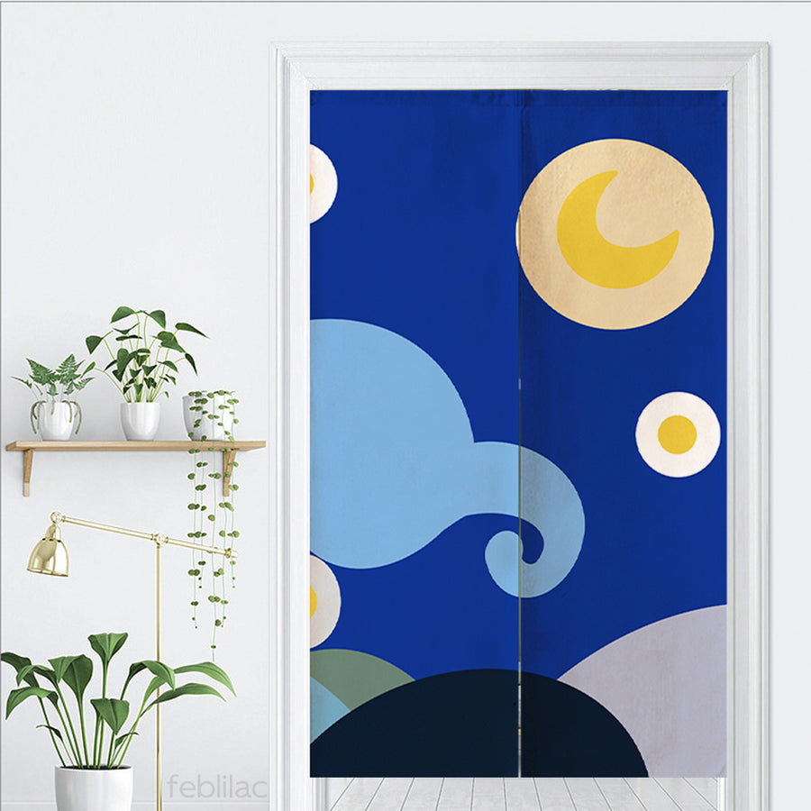 Feblilac Simple Strokes of Starry Sky Door Curtain - view 2