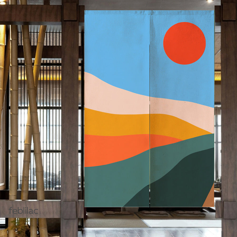 Feblilac Colorful Mountains Sunrise Door Curtain - view 4