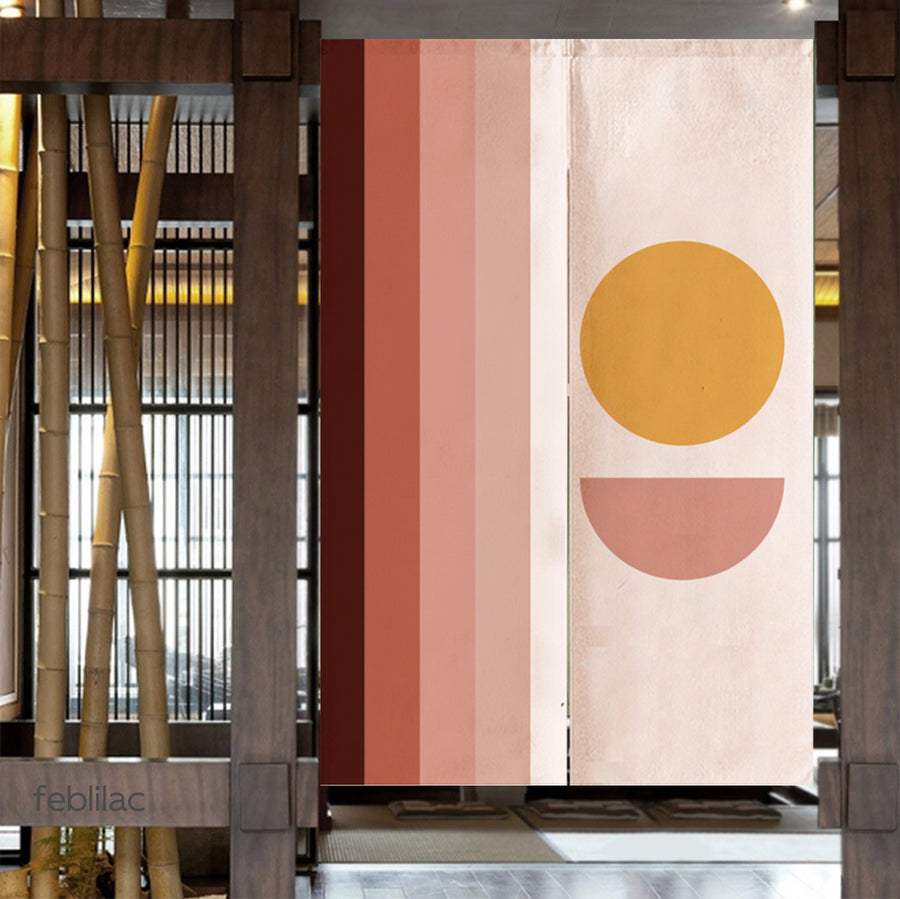 Feblilac Pink Sun Stripes Door Curtain - view 4
