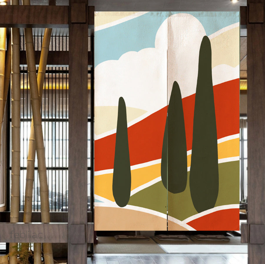 Feblilac Red and Blue Mountains Door Curtain - view 4