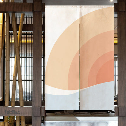 Feblilac Pink Gradient Sun Rising Door Curtain