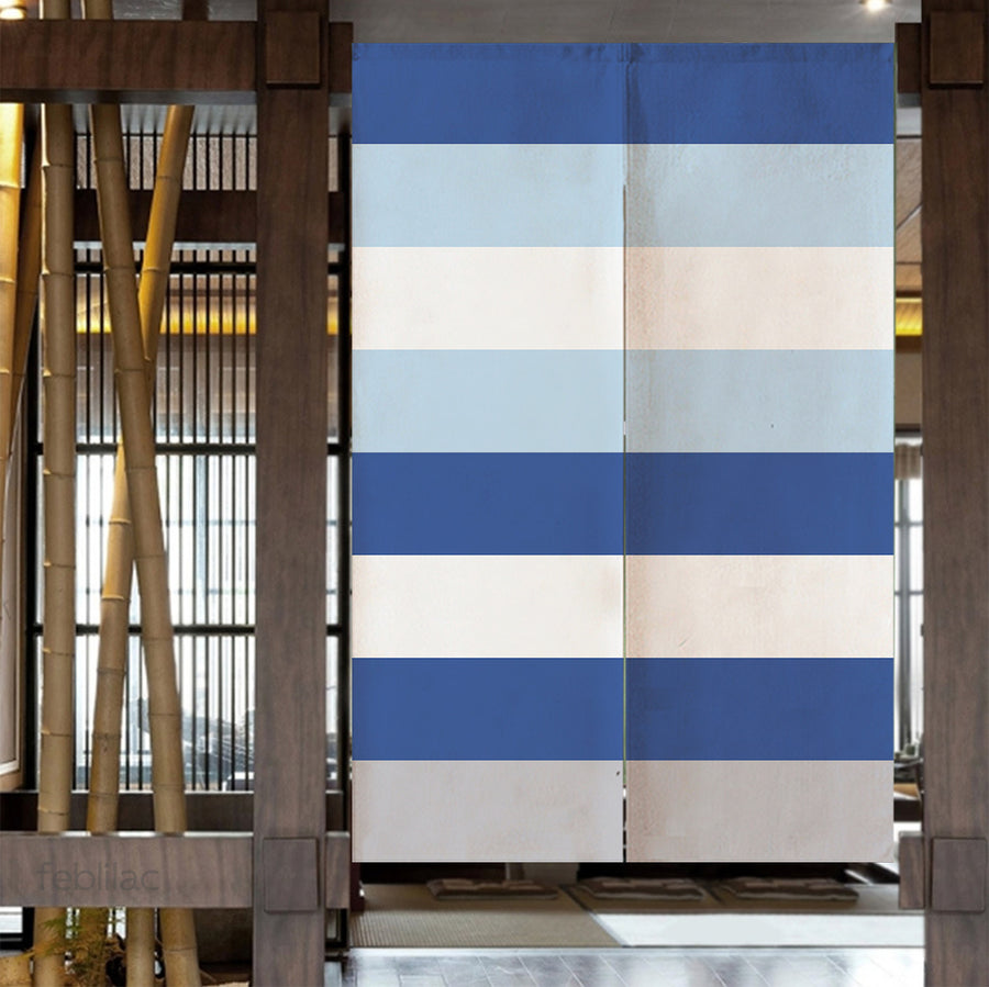 Feblilac Blue and White Stripes Door Curtain - view 4