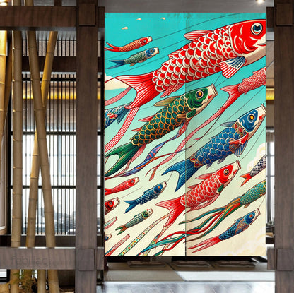 Feblilac Flying Koi Complex Version Door Curtain