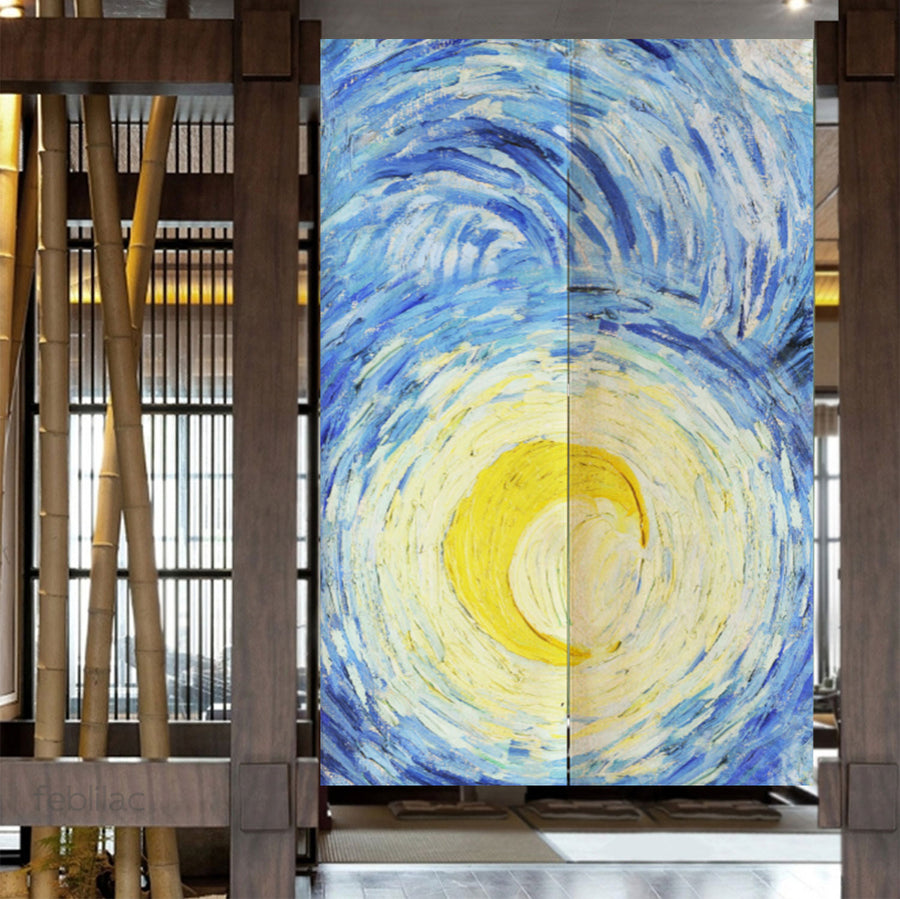 Feblilac Van Gogh Irregular Starry Sky Door Curtain - view 4