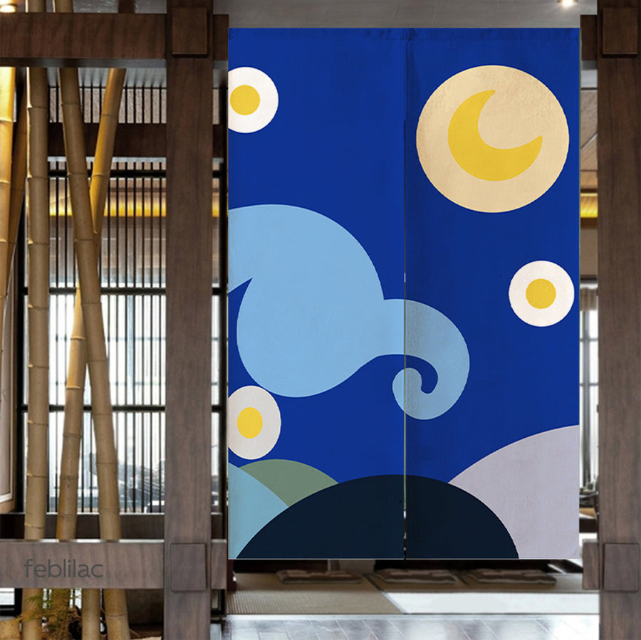 Feblilac Simple Strokes of Starry Sky Door Curtain - view 4