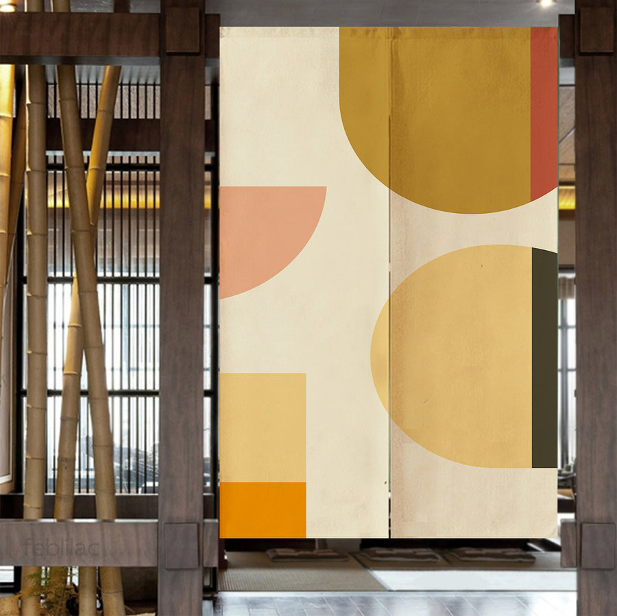 Feblilac Orange Semicircle Rectangle Door Curtain - view 4