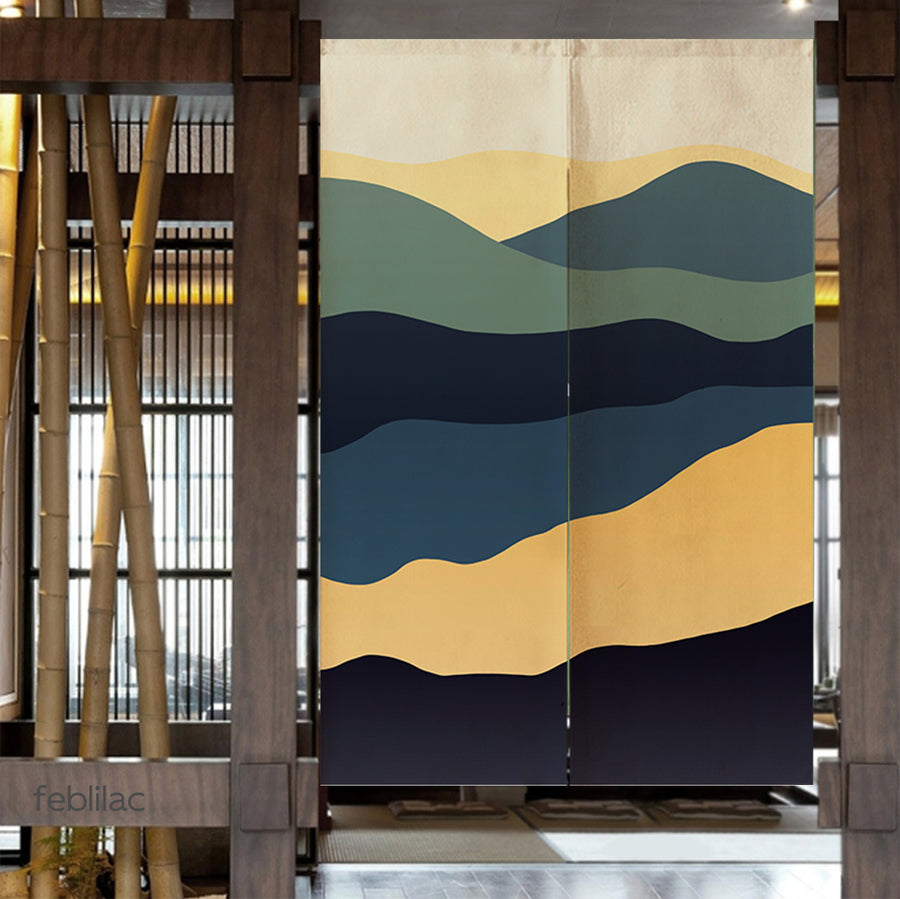 Feblilac Navy Blue Mountains Door Curtain - view 4