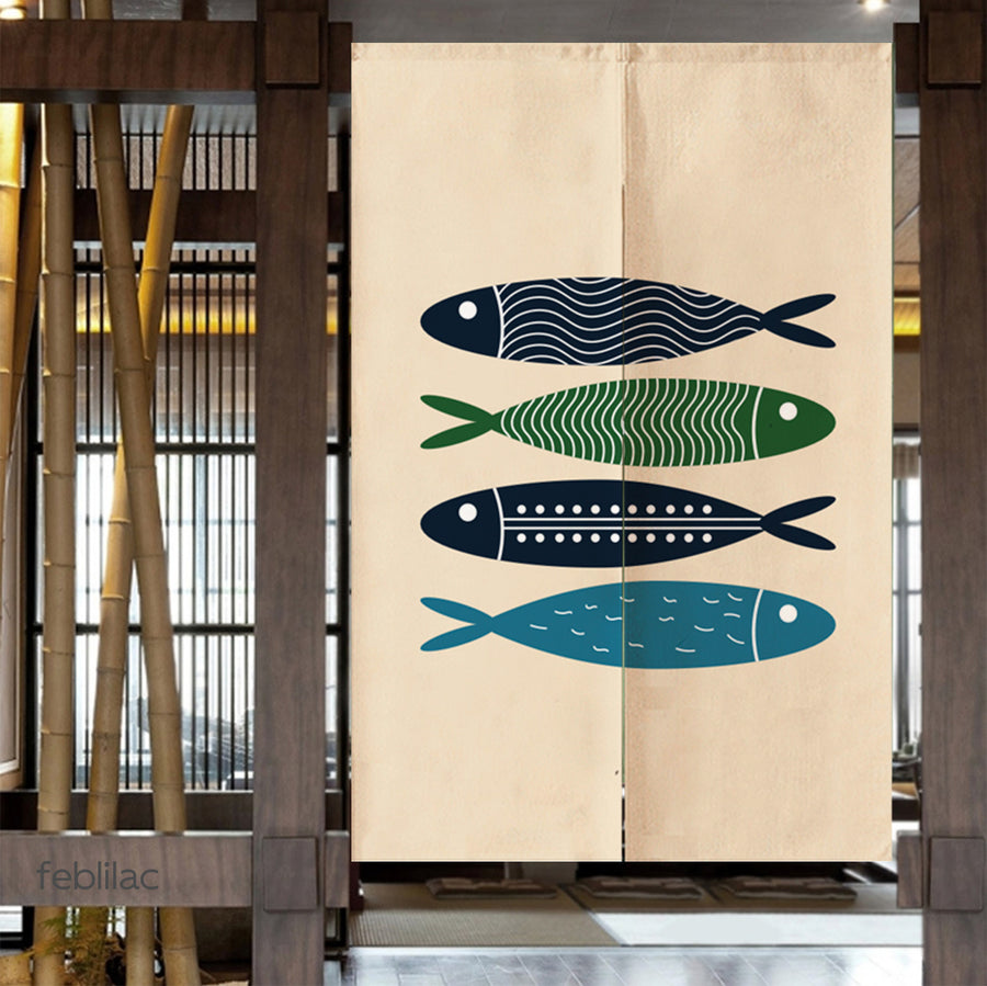 Feblilac Blue Simple Fish Door Curtain - view 4