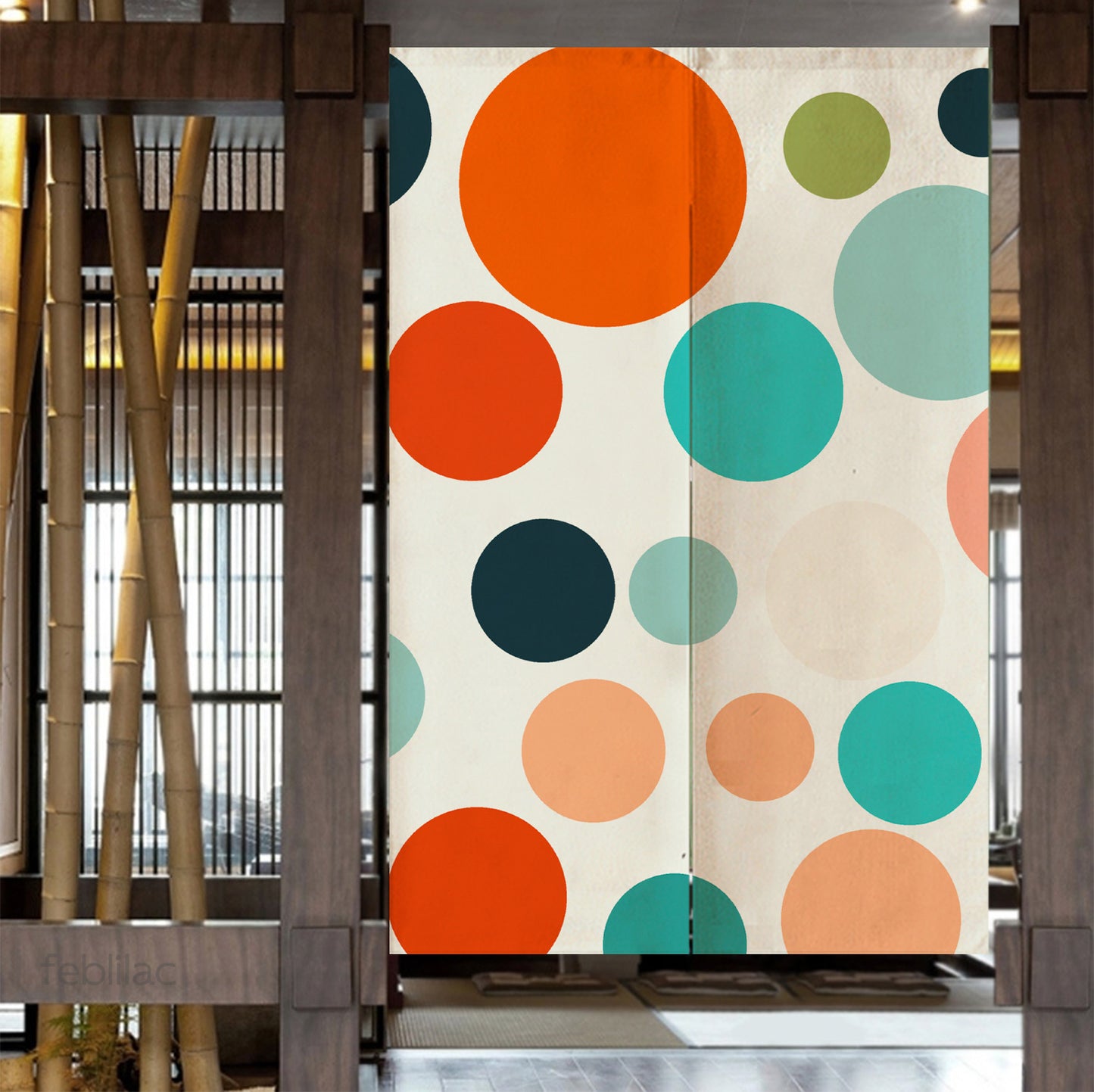 Feblilac Colorful Polka Dots Door Curtain