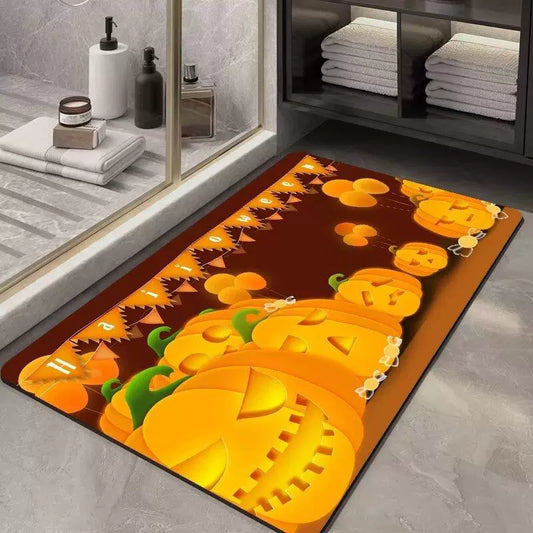 Feblilac Halloween Jack-O'-Lantern Tufted Bath Mat