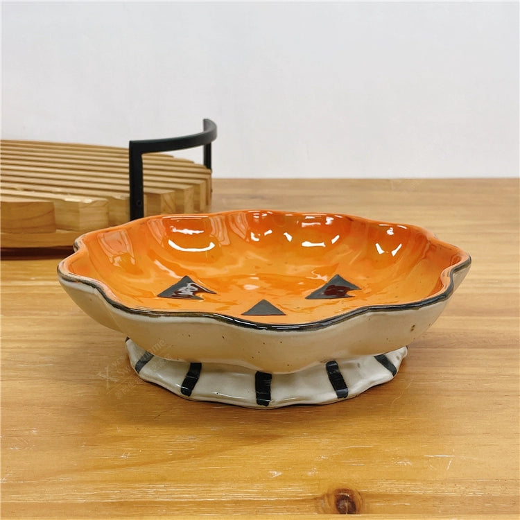 Feblilac Halloween Décor Ceramic Plate Pumpkin Imp Plate Imp Bowl