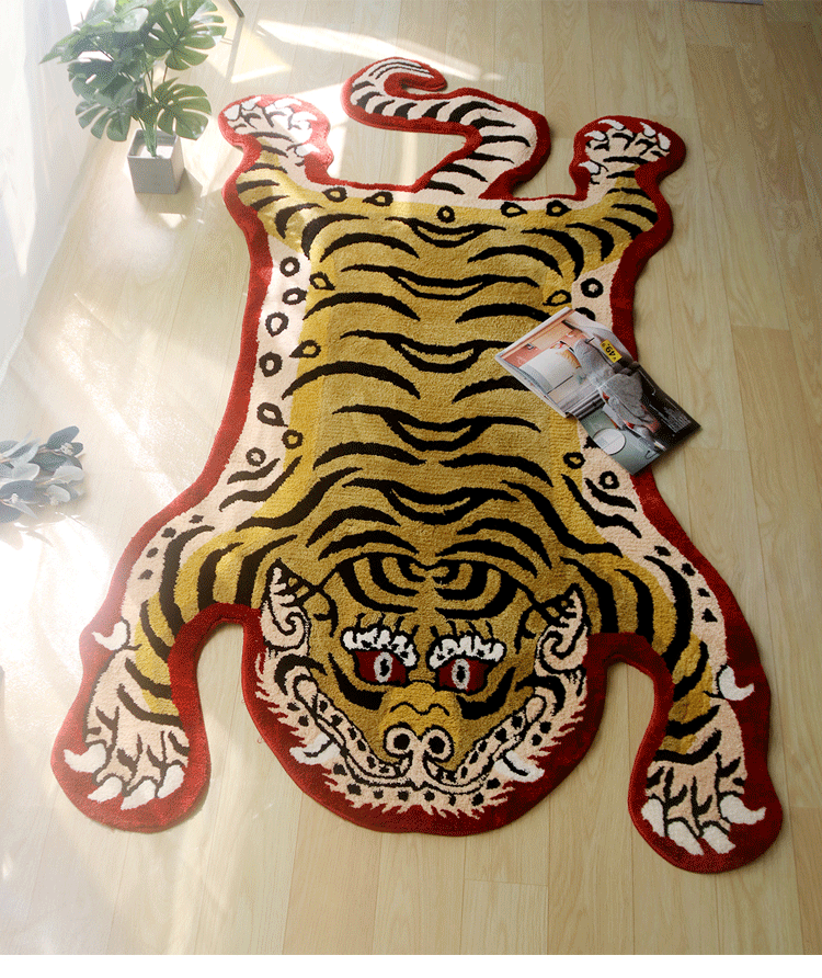 Classic Yellow Tiger Tufted Bath Mat Mom‘s Day Gift, Tibetan Style - view 3