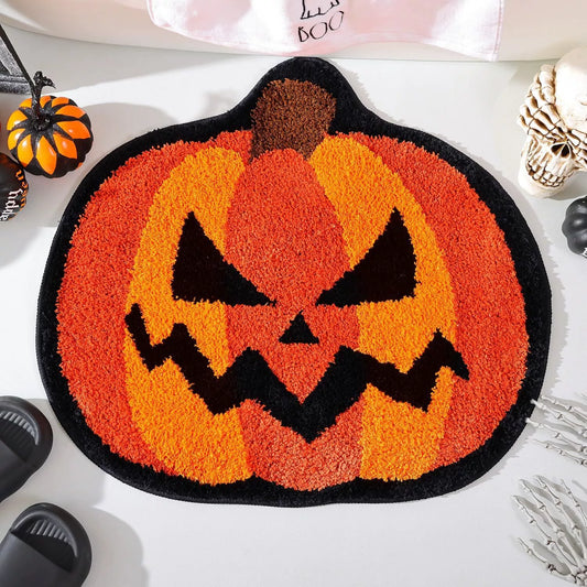 Feblilac Pumpkin Tufted Bath Mat Halloween Soft Mat