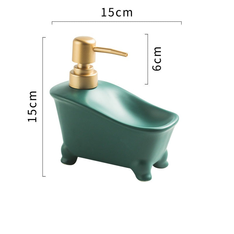 Ceramic Bathtub-Shape Soap Dispenser, Liquid Soap Pump Bottle - view 11