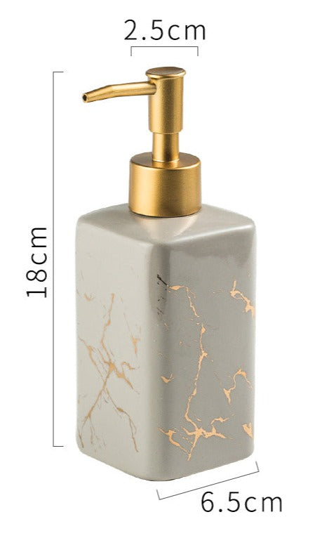 Ceramic Soap Dispenser, Marble Texture Cube Bottle for Kitchen Bathroom - view 9