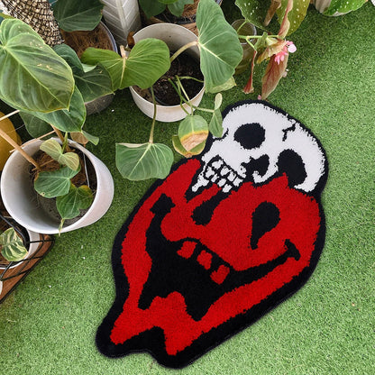 Feblilac Halloween Red Skull Holiday Horror Decoration Tufted Bath Mat