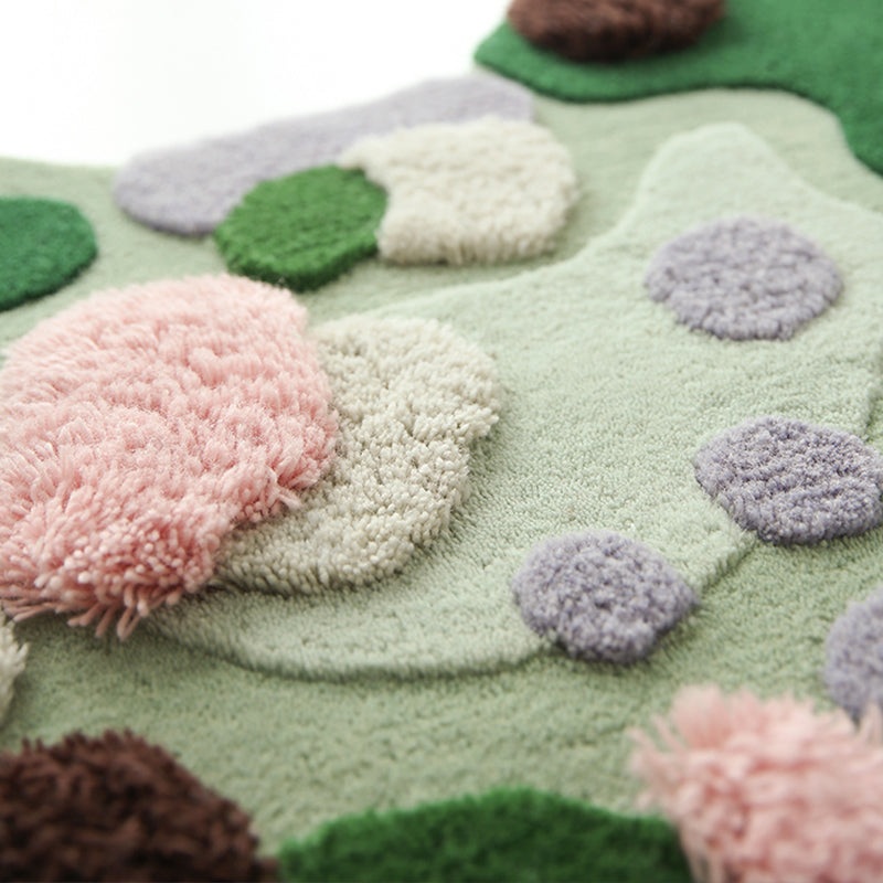 Moss Mats for Living Room Bedroom, Pink and Green Garden