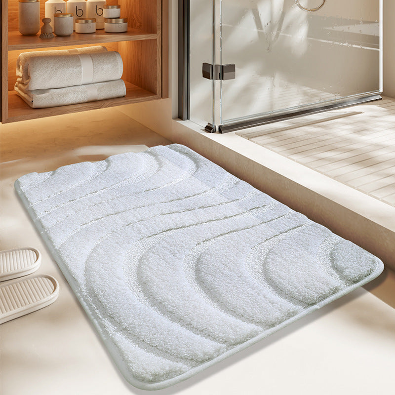 Feblilac Solid Color Tufted Bath Mat, Curve Pattern Bathroom Rug - view 10