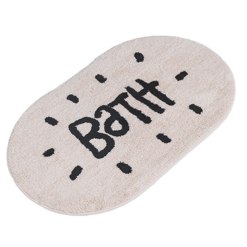 Feblilac BATH Letter Bath Mat, Simple Black and White Typography Bathroom Rug, Soft Flush Non-Slip Water Absor