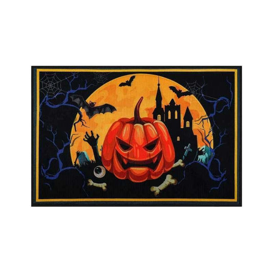 Feblilac Halloween Horror Pumpkin Full Moon Castle PVC Coil Door Mat