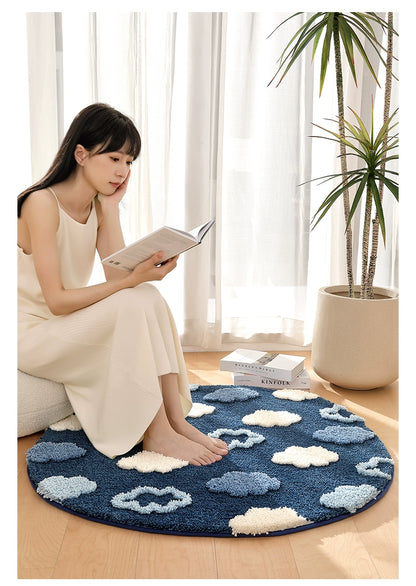 Feblilac Comic Clouds Bedroom Rug Long Runner