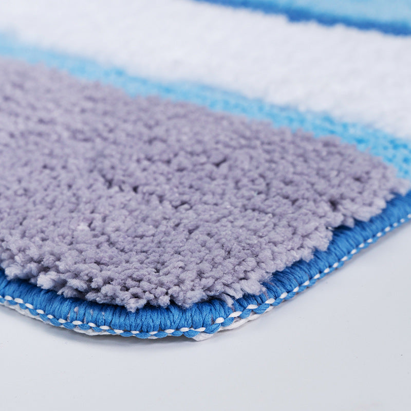 Feblilac Ocean Waves Bath Mat, Abstract Curve Lines Bathroom Rug, Soft Flush Non-Slip Water Absorbent Mat for Bath Tub Shower Room